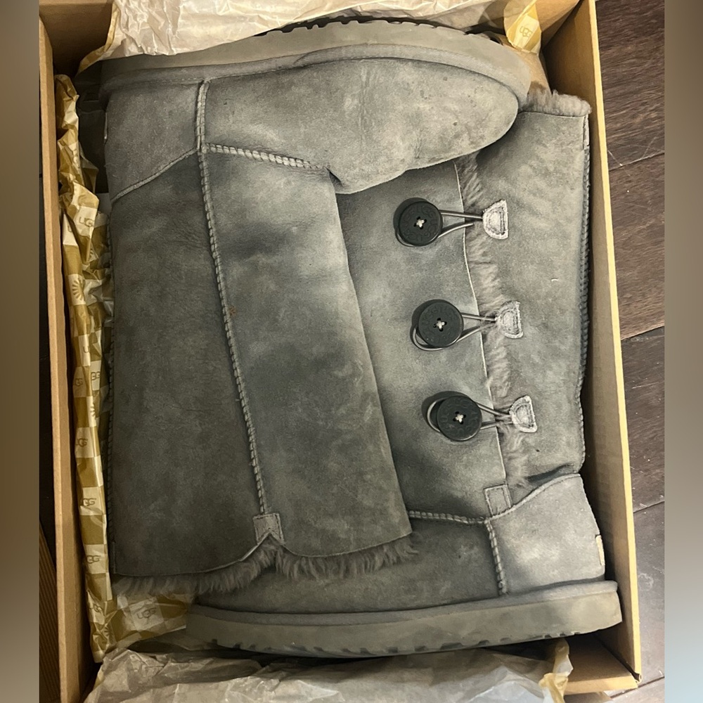 Grey Tall Uggs With Buttons. Size 8 - image 1